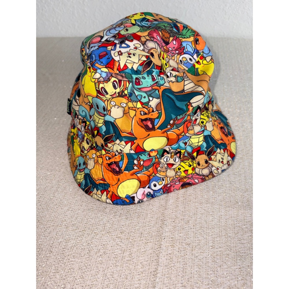 Pokemon Bucket Hat OS Multicolor Excellent All Over Print Pikachu Charizard Hat - Picture 2 of 8